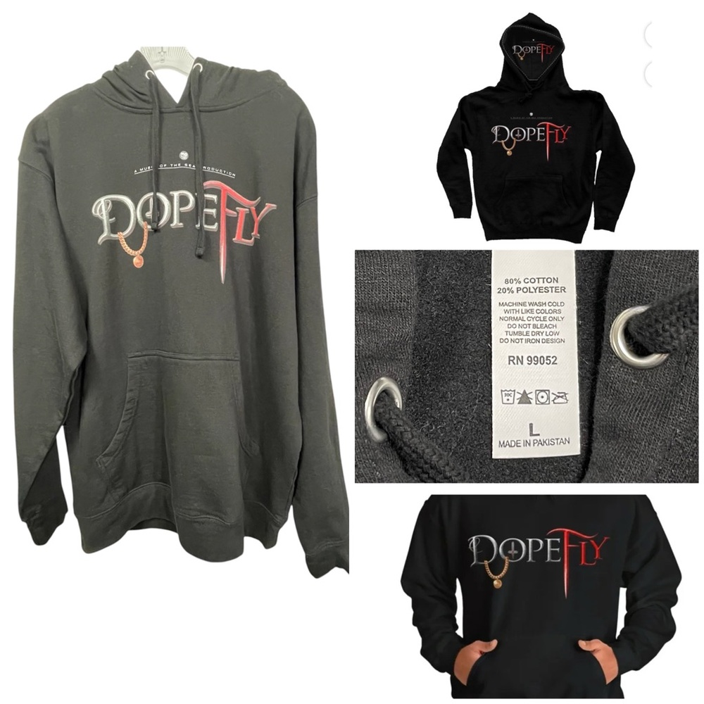 Independent Trading co. DOPEFLY Black Pullover Hoodie Mens UNISEX Size L